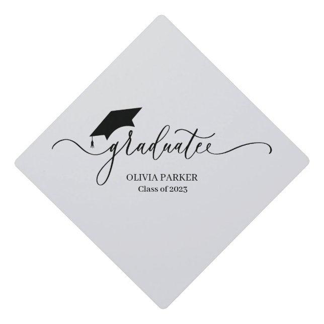 Modern script Graduate 2 Photo Graduation  Graduation Cap Topper (Front)