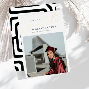 Modern Script Graduate 2 Photos Graduation Foil Invitation