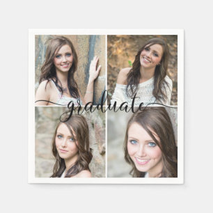 Modern Script GRADUATE 4 Photo Collage Napkins