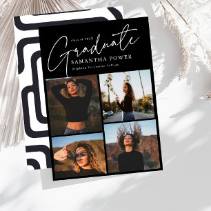 Modern Script Graduate 4 Photos Graduation Announcement