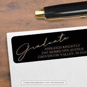 Modern Script Graduate Black Gold Label