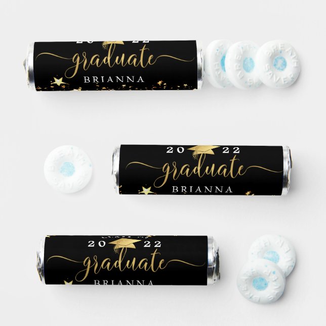 Modern Script Graduate Black Gold Stars Breath Savers® Mints (Assorted)