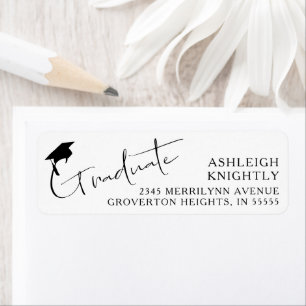 Modern Script Graduate Cap Label