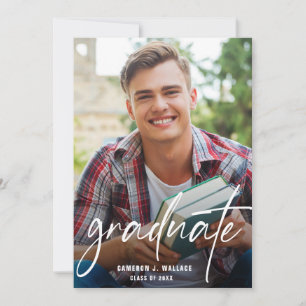 Modern Script Graduate Custom Photos Graduation Announcement