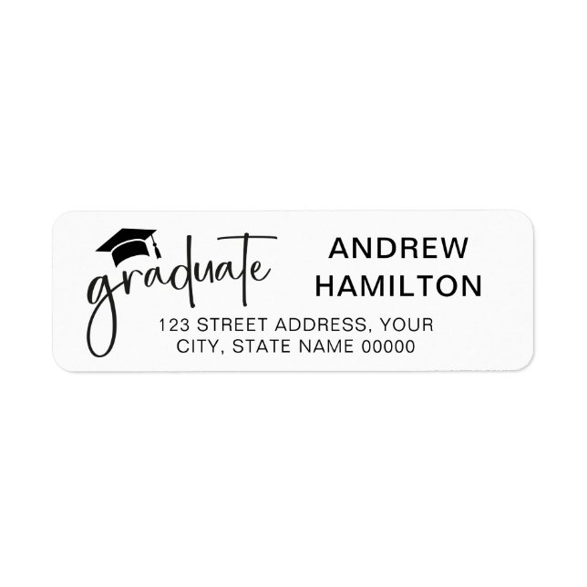Modern Script Graduate Graduation Chic Address Label (Front)