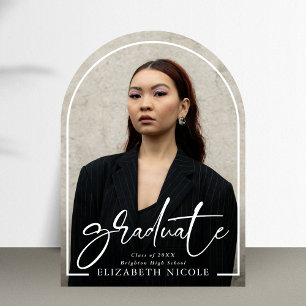 Modern Script  Graduate  Photo Arch Graduation Invitation