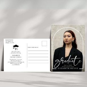 Modern Script Graduate Photo Arch Graduation Party Postcard