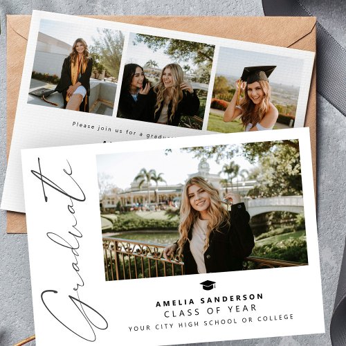 Modern script graduate photo collage graduation