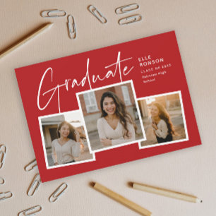 Modern Script Graduate Photo Collage Graduation Invitation