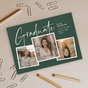 Modern Script Graduate Photo Collage Graduation Invitation