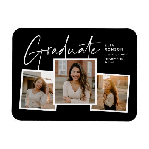 Modern Script Graduate Photo Collage Graduation Magnet