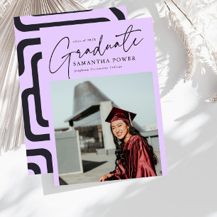 Modern Script  Graduate Photo Geometric Graduation Announcement