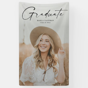 Modern Script Graduate Photo Graduation Banner