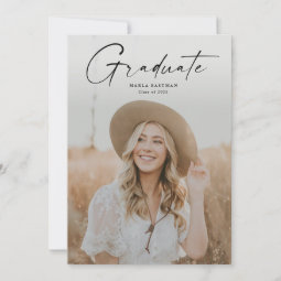 Modern Script Graduate Photo Graduation Invitation | Zazzle