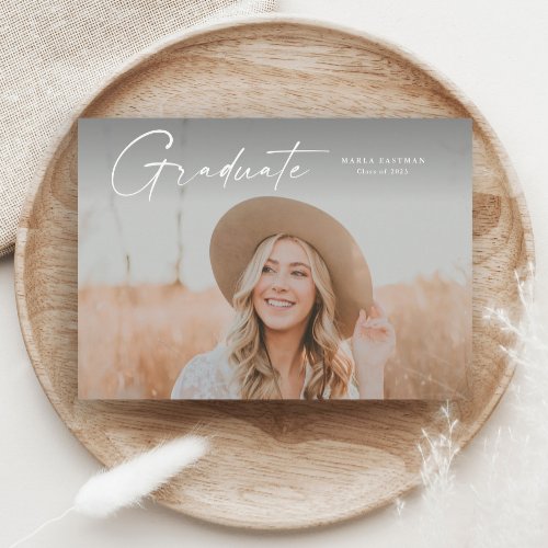 Modern Script Graduate Photo Graduation Invitation