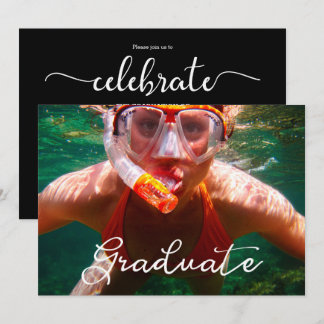 Modern Script Graduate Photo Graduation Invitation
