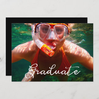 Modern Script Graduate Photo Graduation Invitation