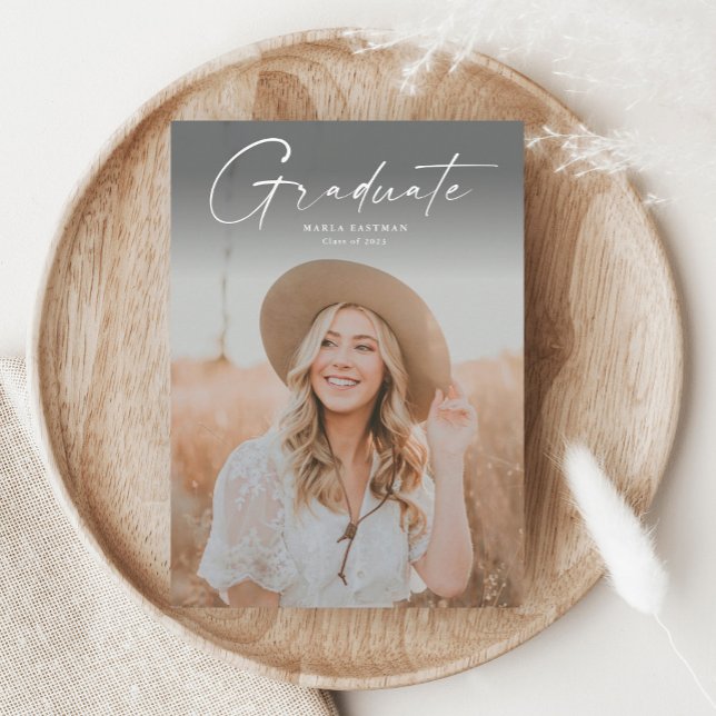 Modern Script Graduate Photo Graduation Magnetic Invitation (Creator Uploaded)