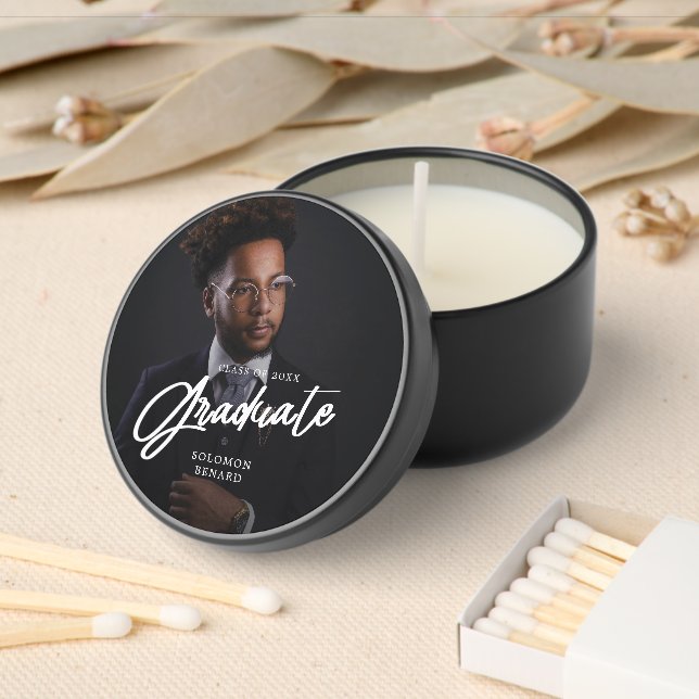 Modern Script Graduate Photo Graduation Mini Candle Favors (Insitu)