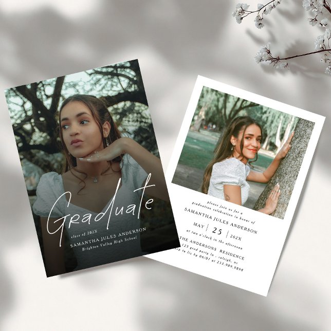 Modern Script Graduate Photo Graduation Party Invitation (Creator Uploaded)
