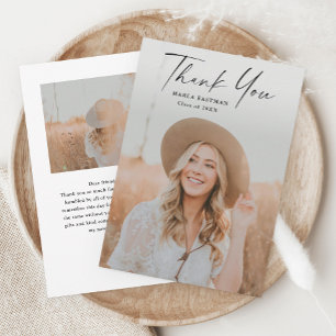 Modern Script Graduate Photo Graduation Thank You Card