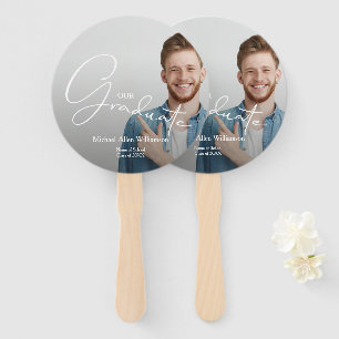 Modern Script Graduate Photo Hand Fan