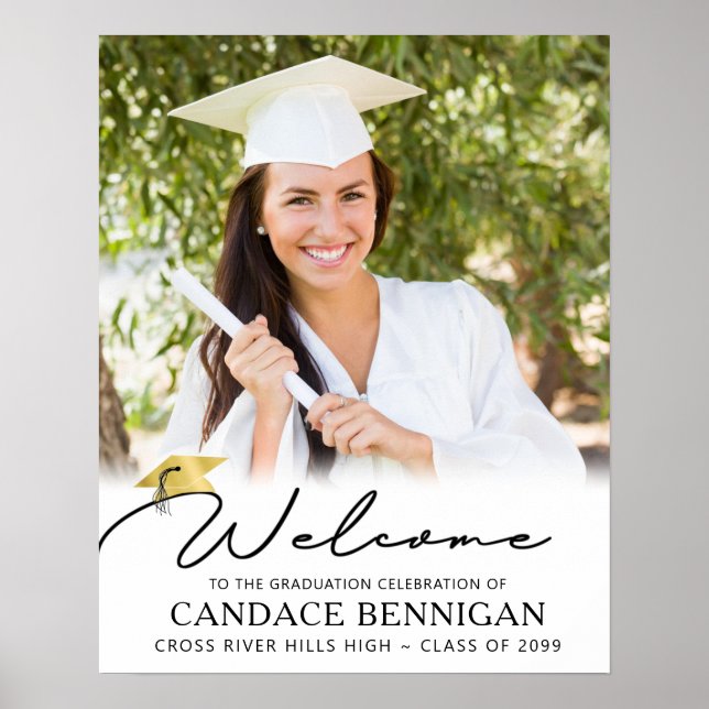 Modern Script Graduate Photo Script Welcome Poster (Front)