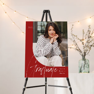 Modern script graduate red graduation party photo foam board
