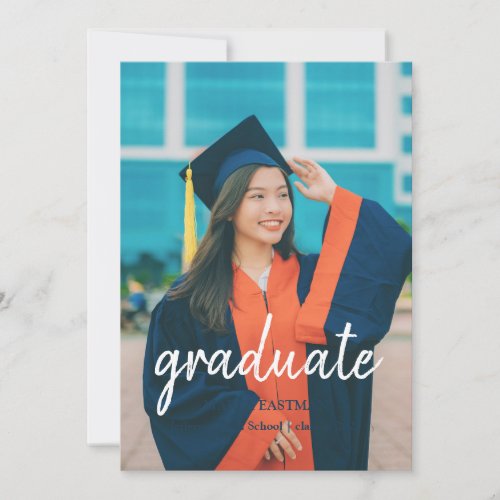 Modern Script Graduate Refined Photo Graduation  Invitation