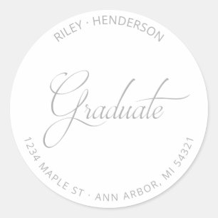 Modern Script Graduate Return Address Classic Round Sticker