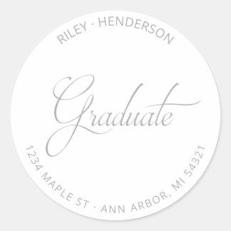 Modern Script Graduate Return Address  Classic Round Sticker