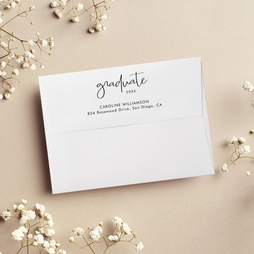 Modern Script Graduate Return Address Envelope