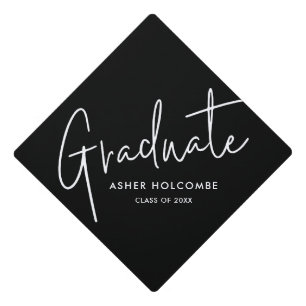 Modern Script Graduate Simple Graduation Cap Topper