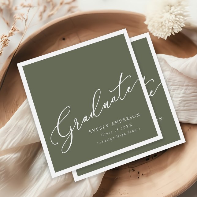 Modern Script Graduate Simple Graduation Napkins (Creator Uploaded)