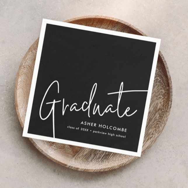 Modern Script Graduate Simple Graduation Napkins (Modern Graduate Script Simple Graduation Party Napkins.)