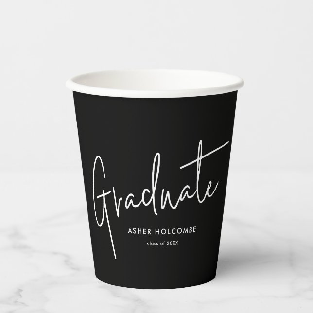 Modern Script Graduate Simple Graduation Paper Cups (Front)