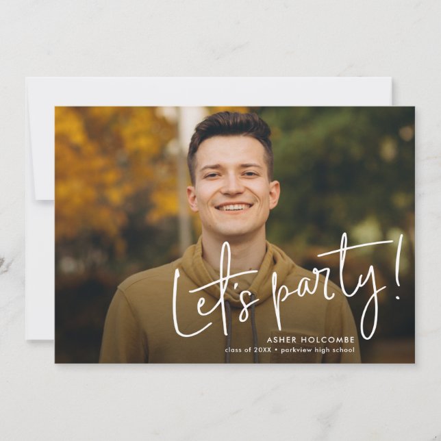 Modern Script Graduate Simple Photo Graduation Announcement (Front)