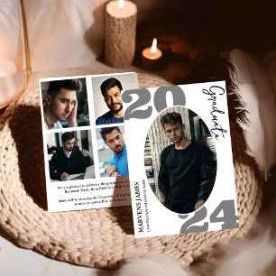 Modern Script Graduate Simple Photo Graduation  Announcement