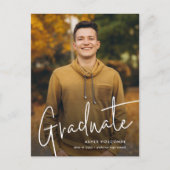 Modern Script Graduate Simple Photo Graduation Announcement Postcard (Front)