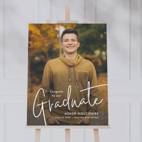 Modern Script Graduate Simple Photo Graduation  Foam Board