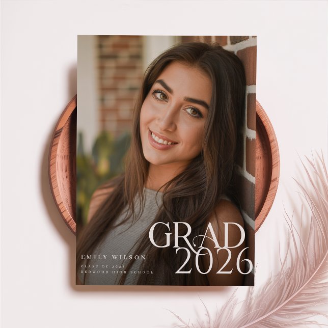 Modern Script Graduate Simple Photo Graduation Postcard (Creator Uploaded)