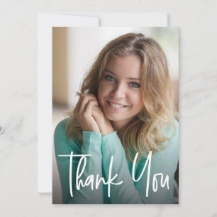 Modern Script Graduate Simple Photo Graduation Thank You Card