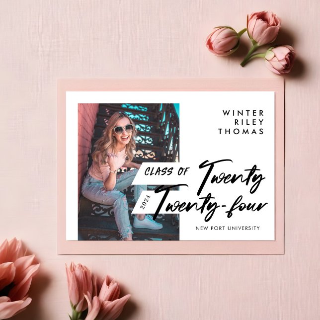 Modern Script Graduate Twenty Twenty Four Photo Invitation (Modern Script Graduate Twenty Twenty Four Photo Invitation)