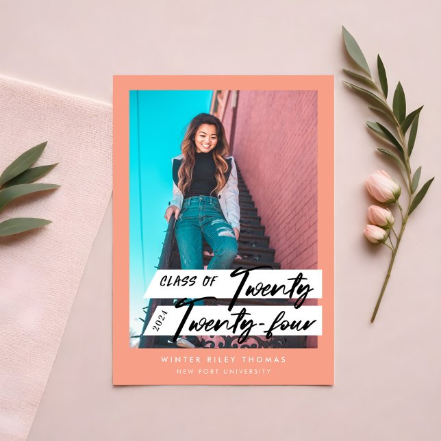 Modern Script Graduate Twenty Twenty Four Photo Invitation (Modern Script Graduate Twenty Twenty Four Photo Invitation)