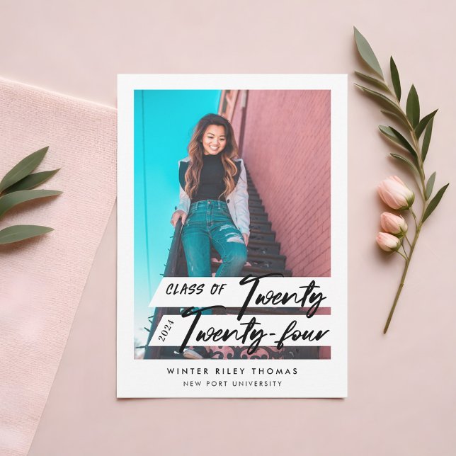 Modern Script Graduate Twenty Twenty Four Photo Invitation (Modern Script Graduate Twenty Twenty Four Photo Invitation)