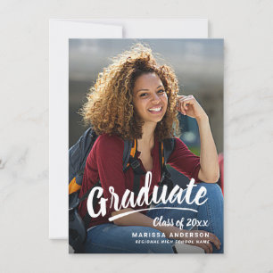 Modern Script Graduation 2-Sided Photo Party Announcement