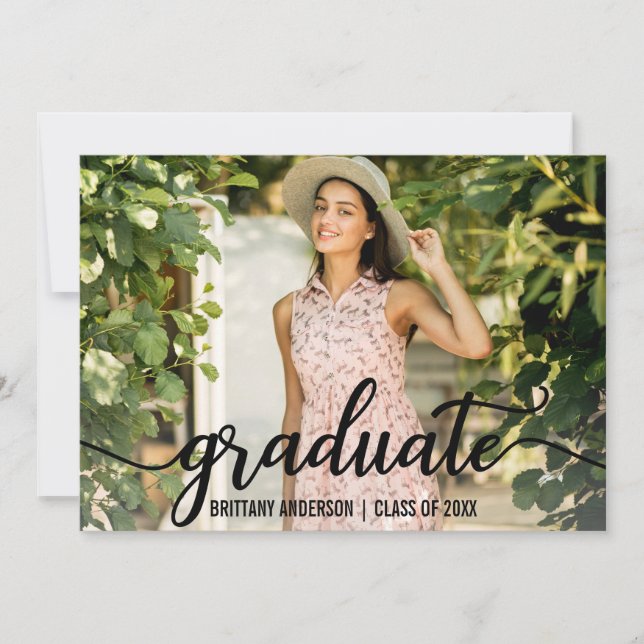 Modern Script Graduation Announcement Photo (Front)