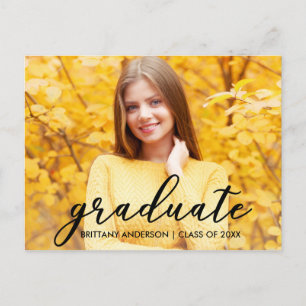 Modern Script Graduation Announcement Photo B Postcard
