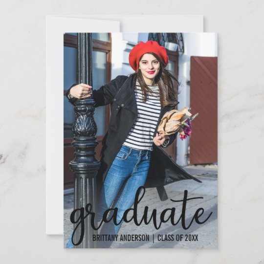 Modern Script Graduation Announcement Photo Card | Zazzle.com