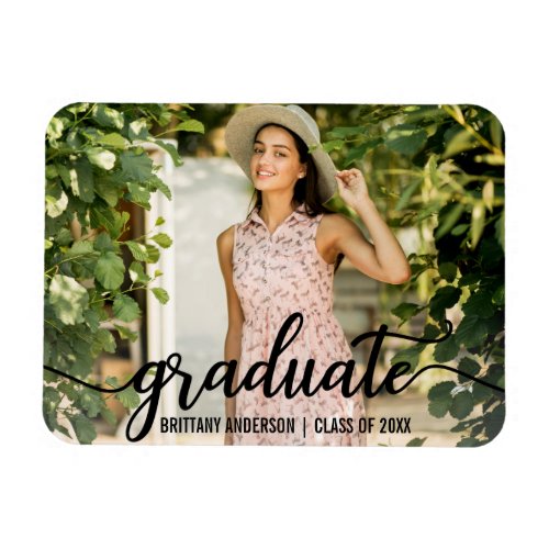 Modern Script Graduation Announcement Photo Magnet